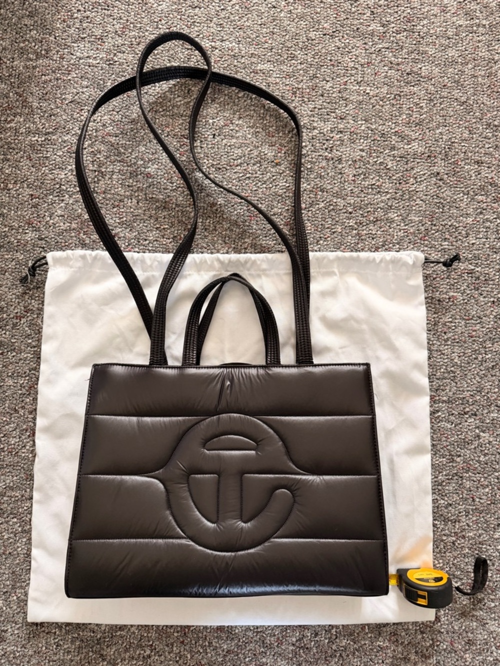 Telfar Black Medium Puff Shopper Bag Tote with Logo Used once